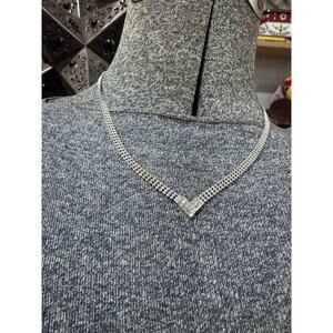 Y2K Silver Rhinestone V Necklace ✨ Minimal Glam Statement